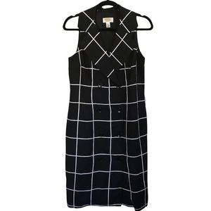 Talbots Black and White Double Breasted Blazer Shirt Shift Midi Dress Square 10P